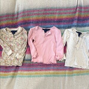 Ralph Lauren Pink and Cream Long Sleeve Tees